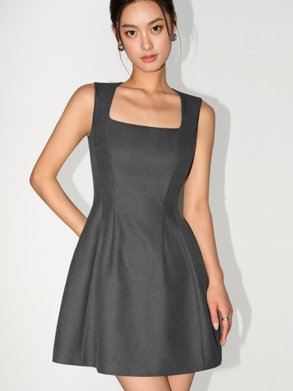 Jaime Squre Neck Mini Hem Dress-The Black Bow-