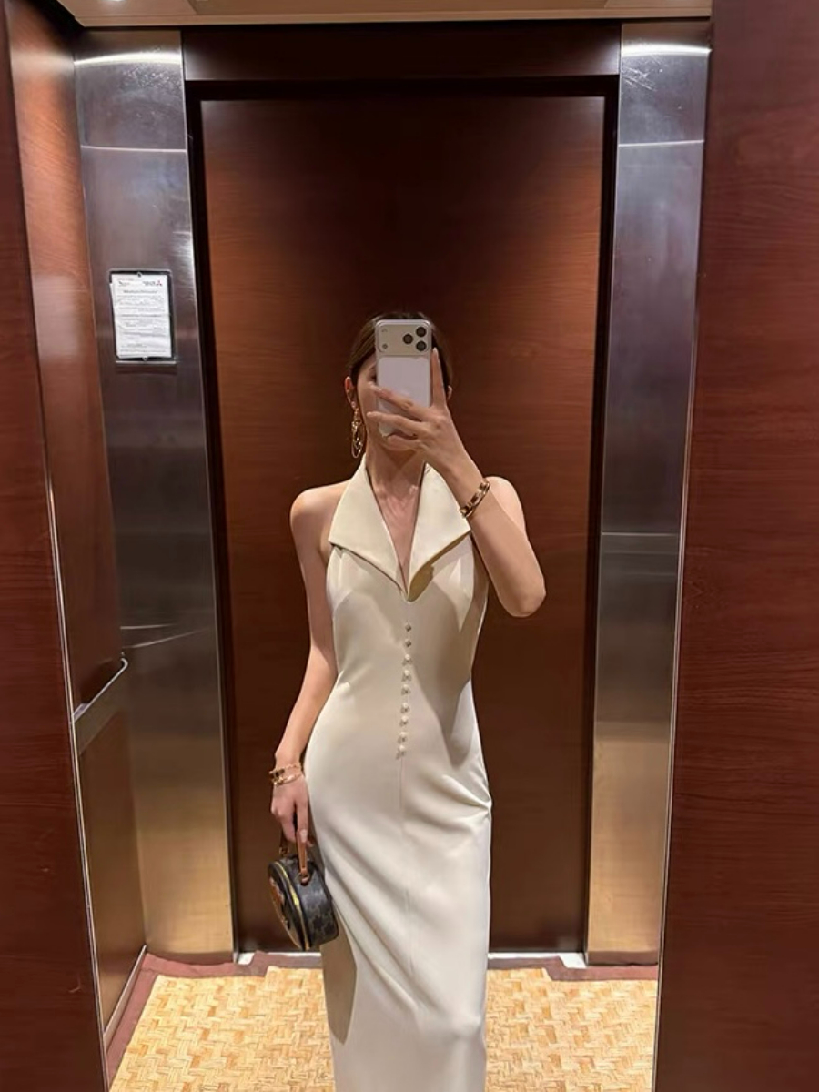 Fawne Halter Collar Low Back Dress