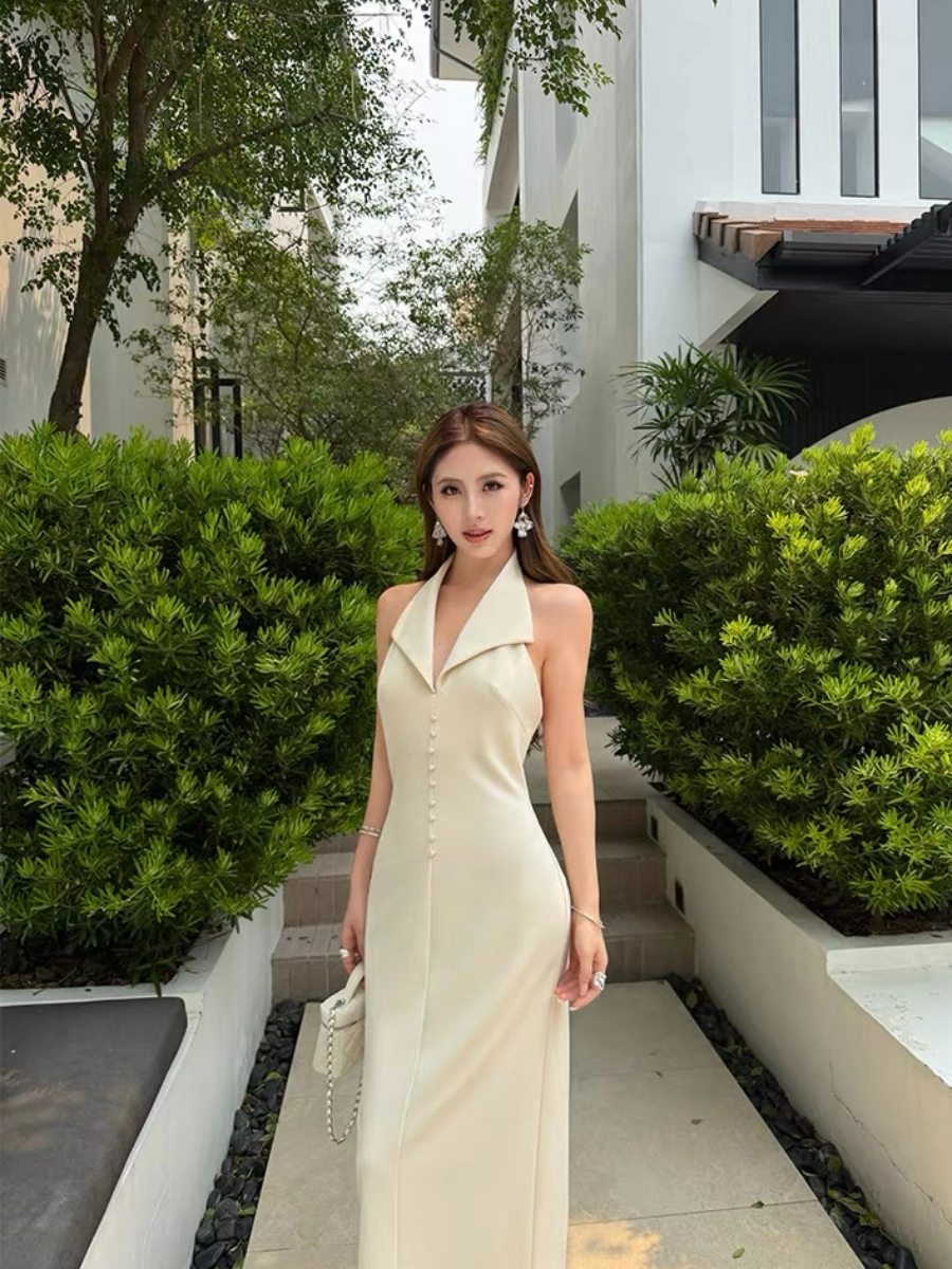 Fawne Halter Collar Low Back Dress