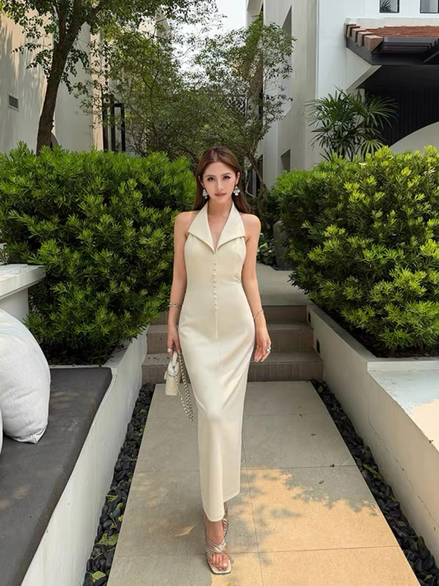 Fawne Halter Collar Low Back Dress