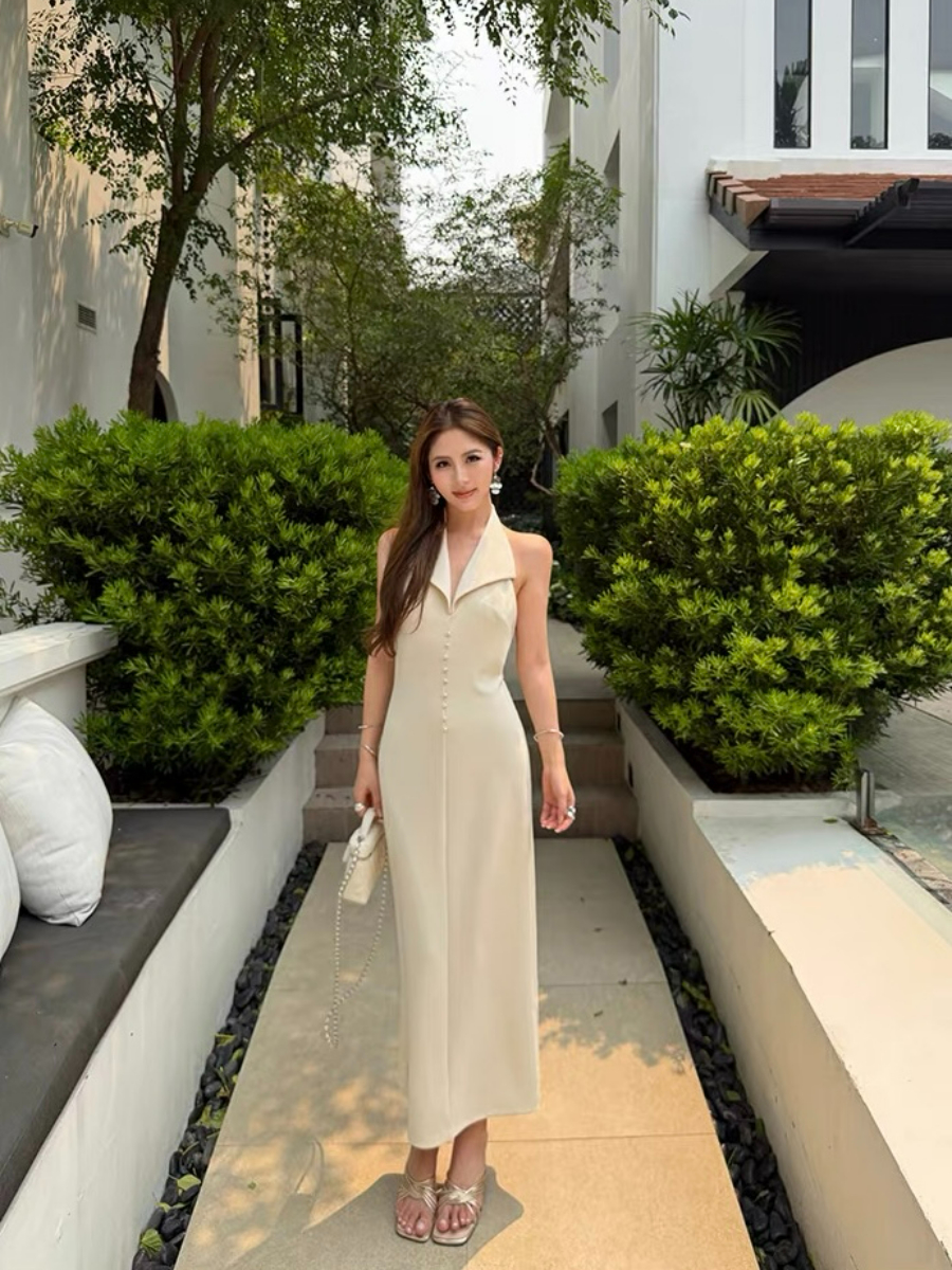 Fawne Halter Collar Low Back Dress