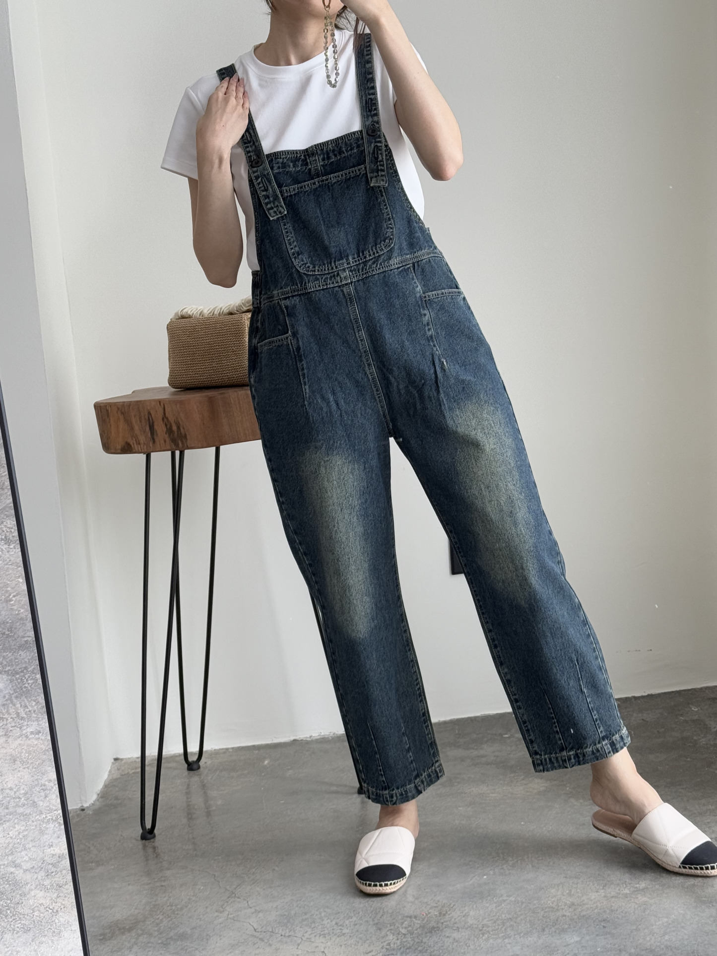 American Denim Dungaree Pants & Pezy Basic Tee