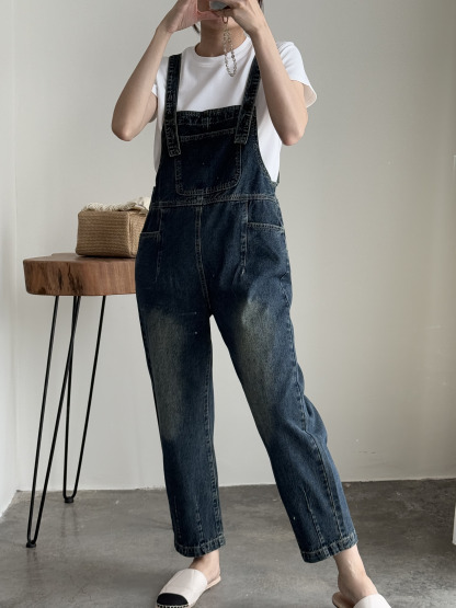 American Denim Dungaree Pants & Pezy Basic Tee-The Black Bow-