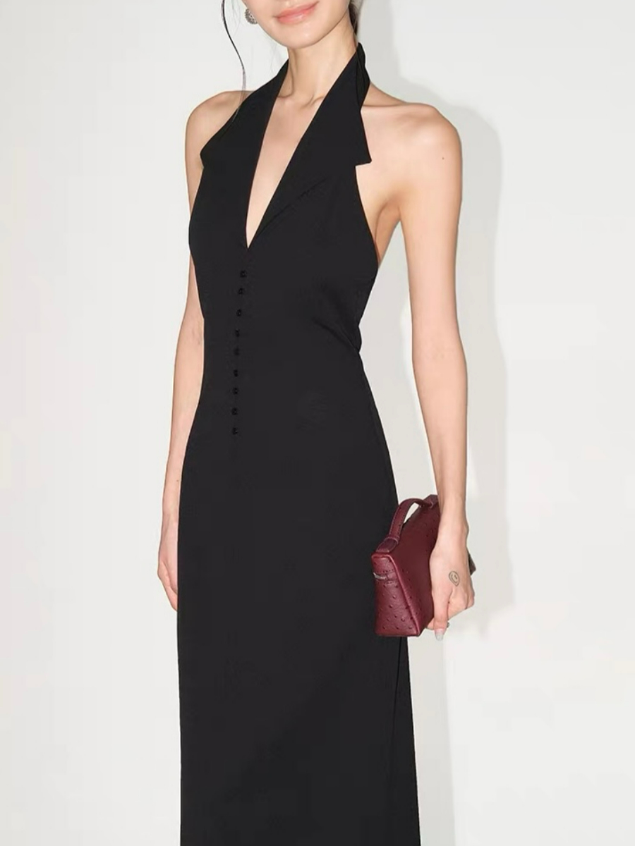 Fawne Halter Collar Low Back Dress