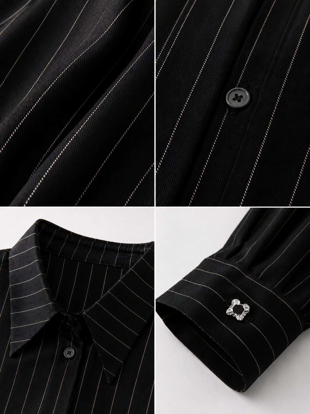 Cataleya Pinstripe Ruched Shirt Dress