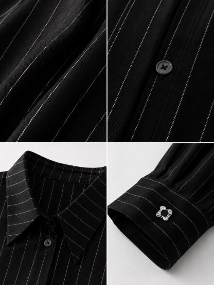 Cataleya Pinstripe Ruched Shirt Dress