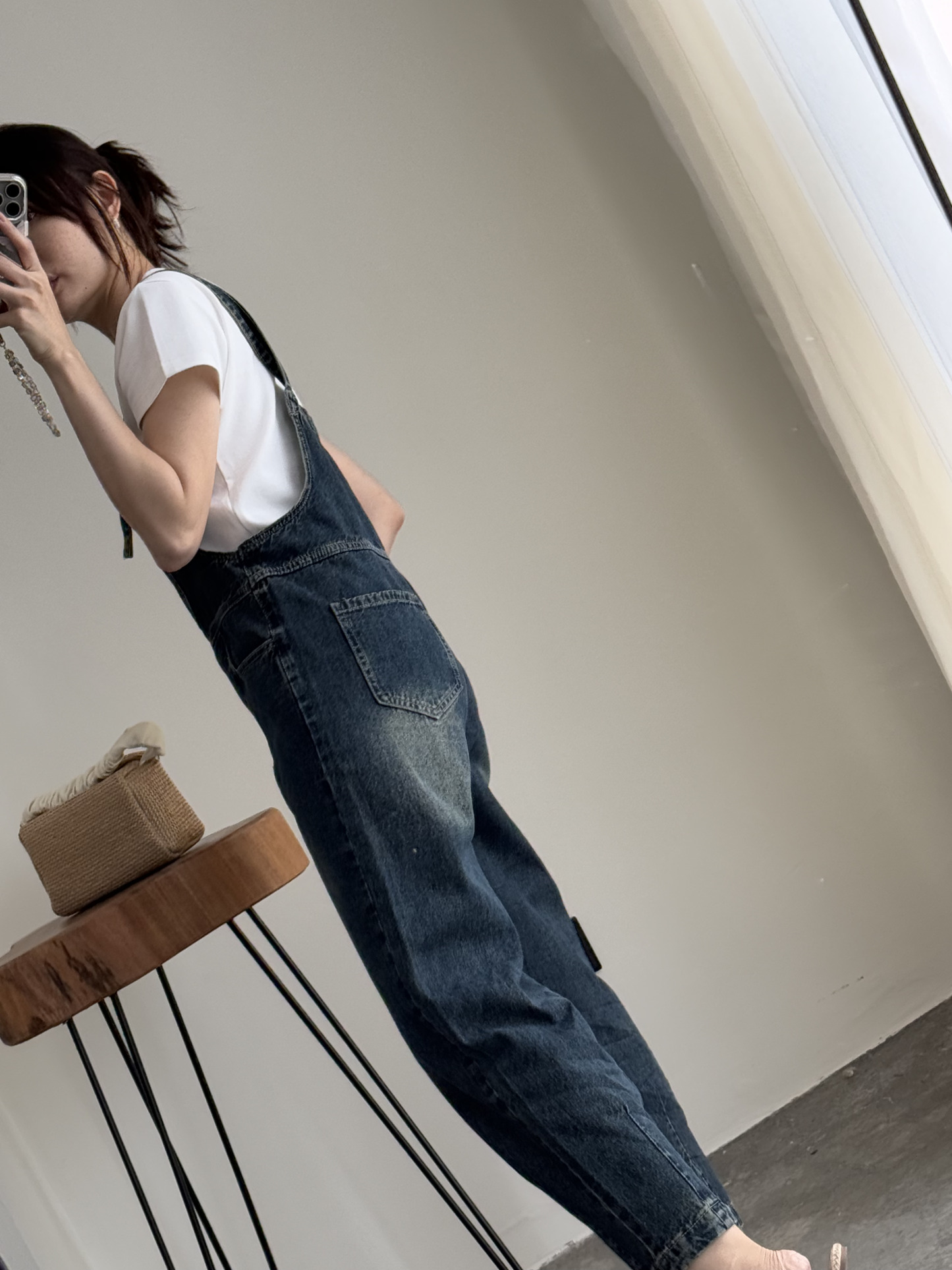 American Denim Dungaree Pants & Pezy Basic Tee-The Black Bow-