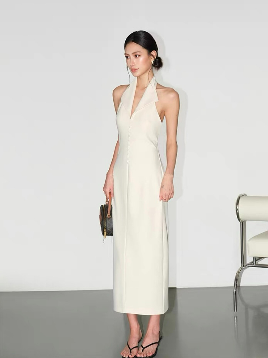 Fawne Halter Collar Low Back Dress