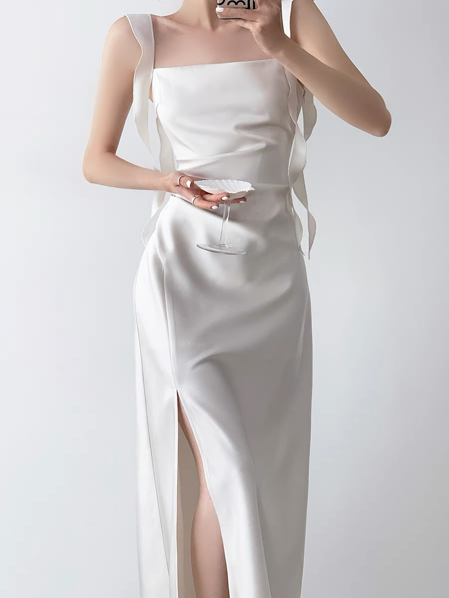 Natsuko Satin Ceremony Dress-The Black Bow-