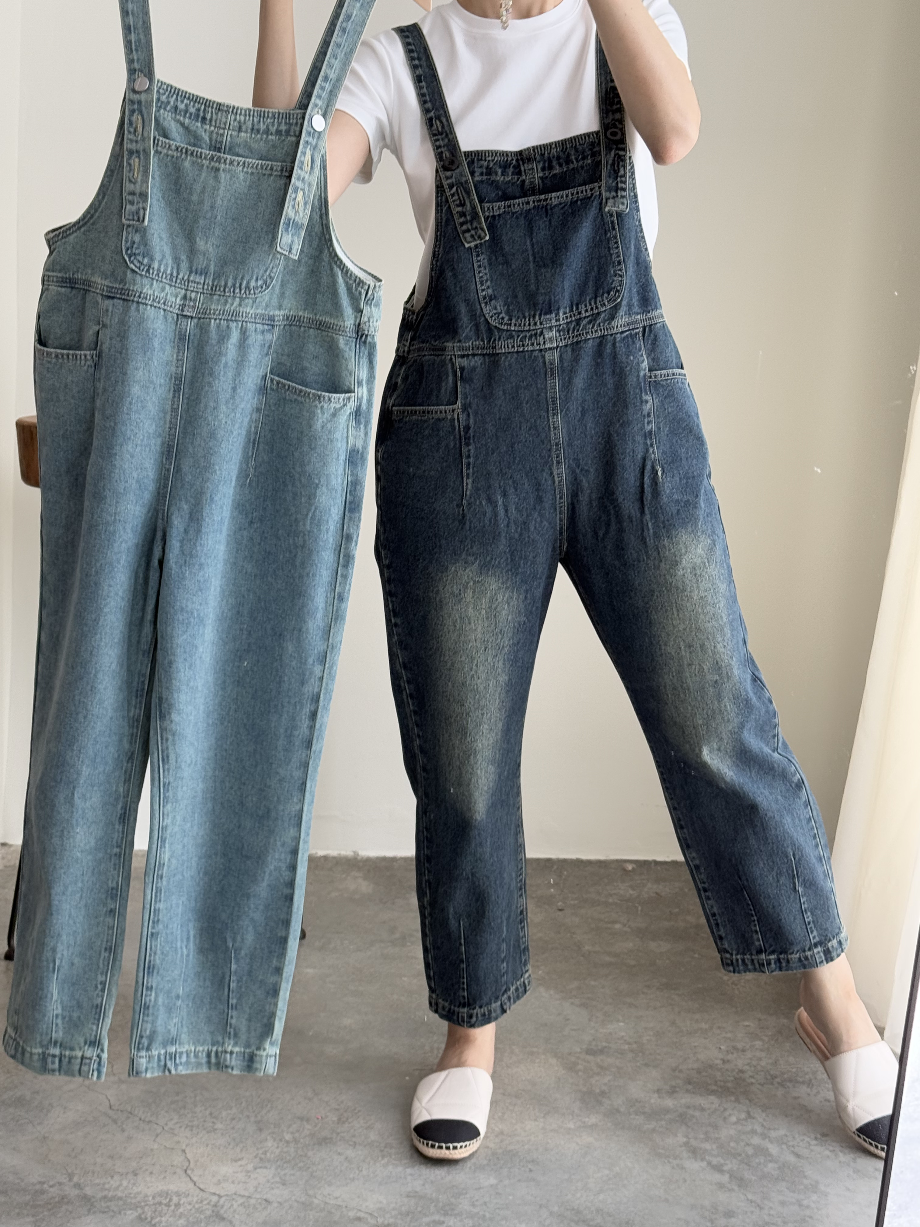 American Denim Dungaree Pants & Pezy Basic Tee-The Black Bow-