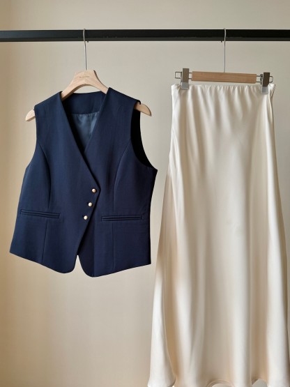 Vicky Asymmetric Button Vest