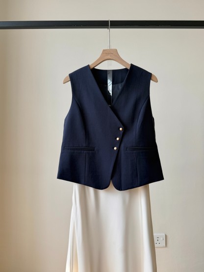Vicky Asymmetric Button Vest