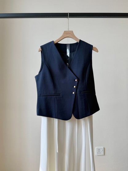 Vicky Asymmetric Button Vest