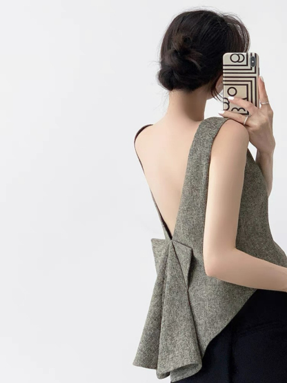 Nancey Low Back Sleeveless Top-The Black Bow-