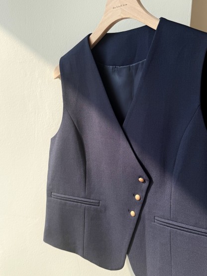 Vicky Asymmetric Button Vest