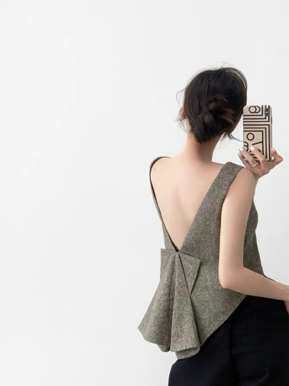 Nancey Low Back Sleeveless Top-The Black Bow-