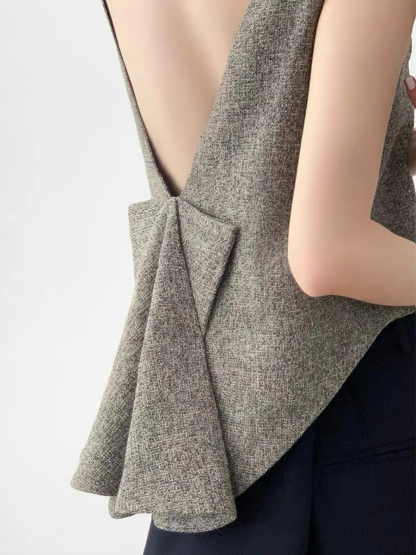 Nancey Low Back Sleeveless Top-The Black Bow-
