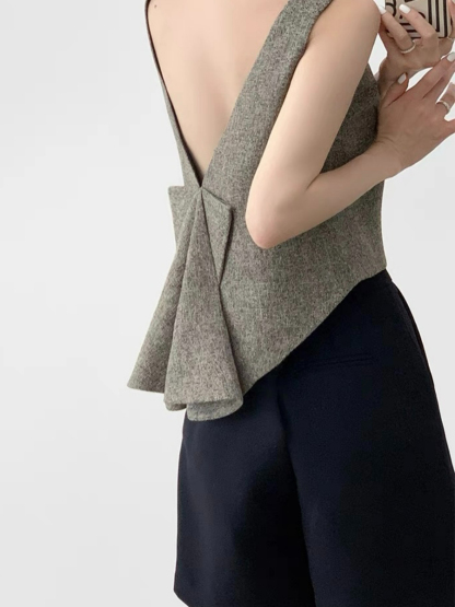 Nancey Low Back Sleeveless Top-The Black Bow-