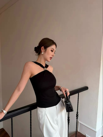 Fatmah Ring-Detail Halter Neck Top