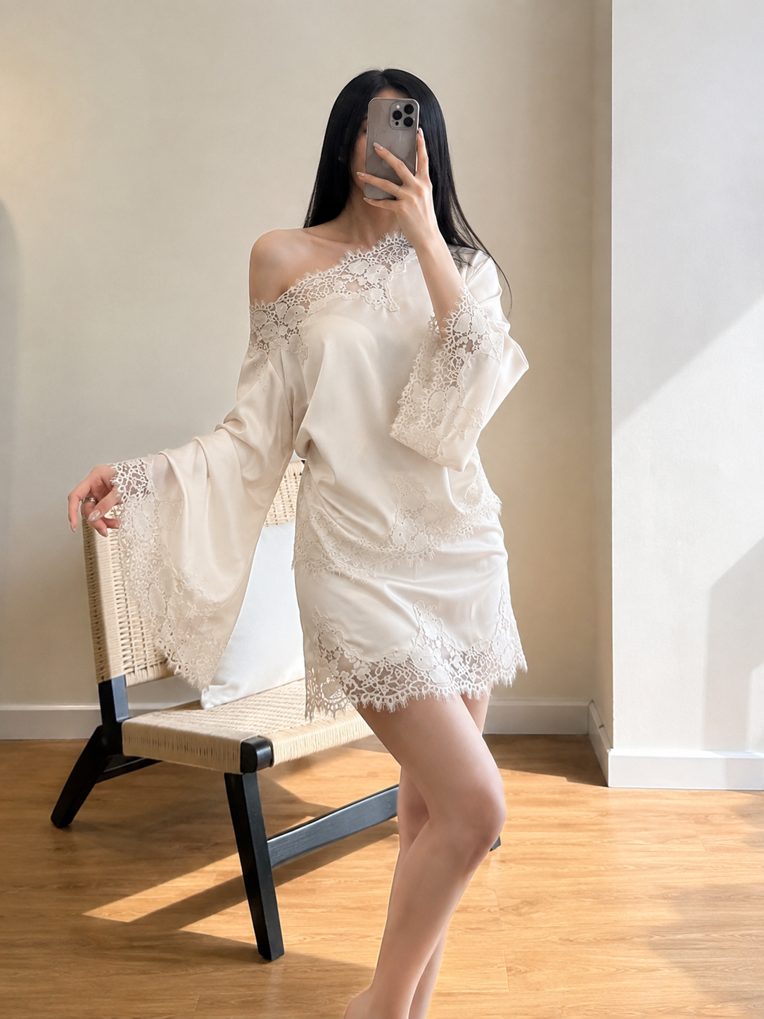 Colette Lace-Trim One-Shoulder Top & Mini Skirt (Sold Seperately)