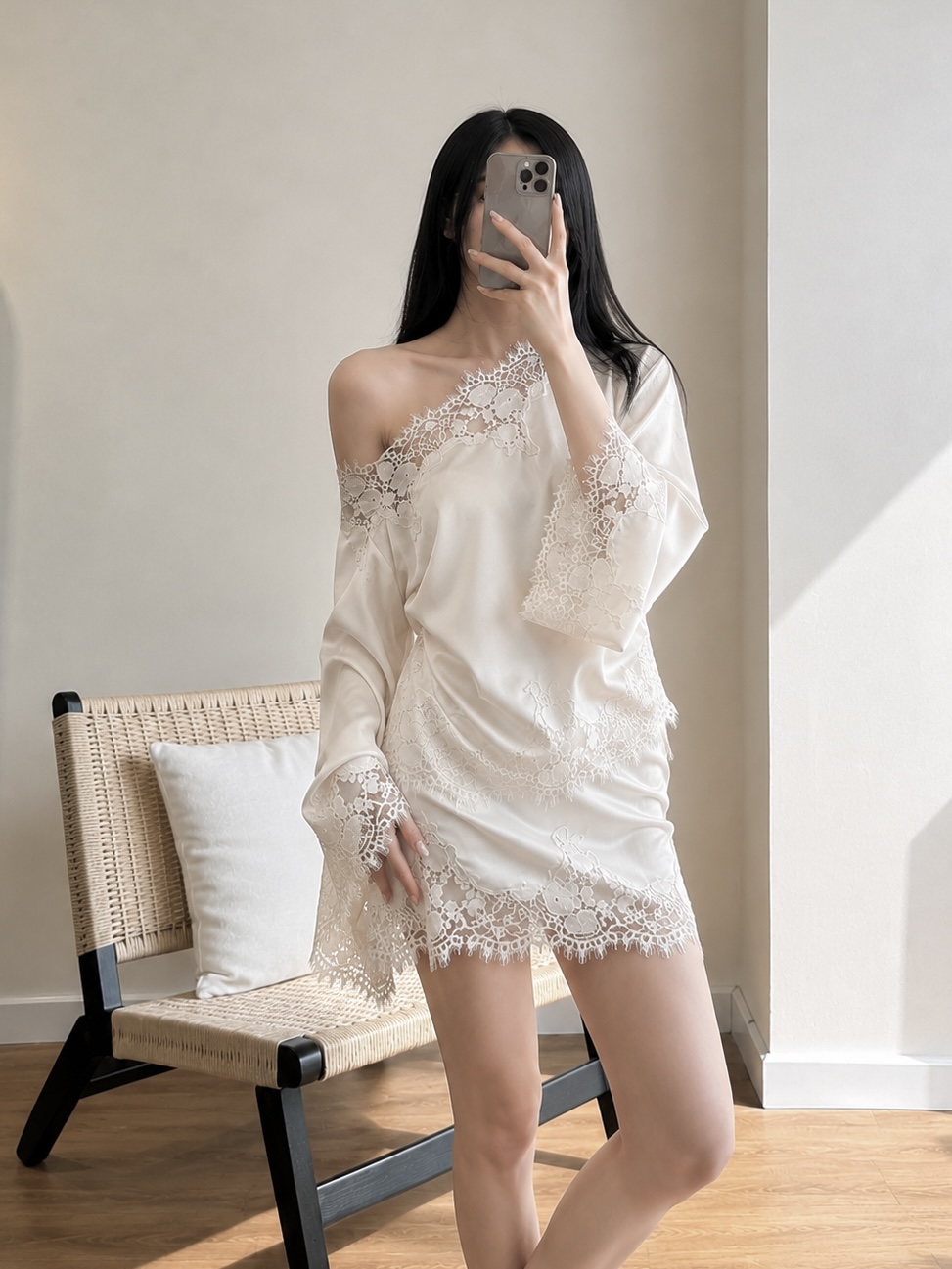 Colette Lace-Trim One-Shoulder Top & Mini Skirt (Sold Seperately)