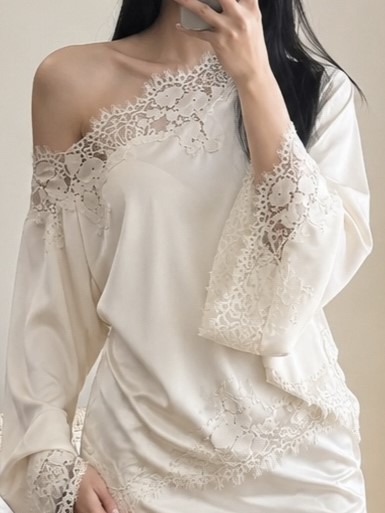 Colette Lace-Trim One-Shoulder Top & Mini Skirt (Sold Seperately)