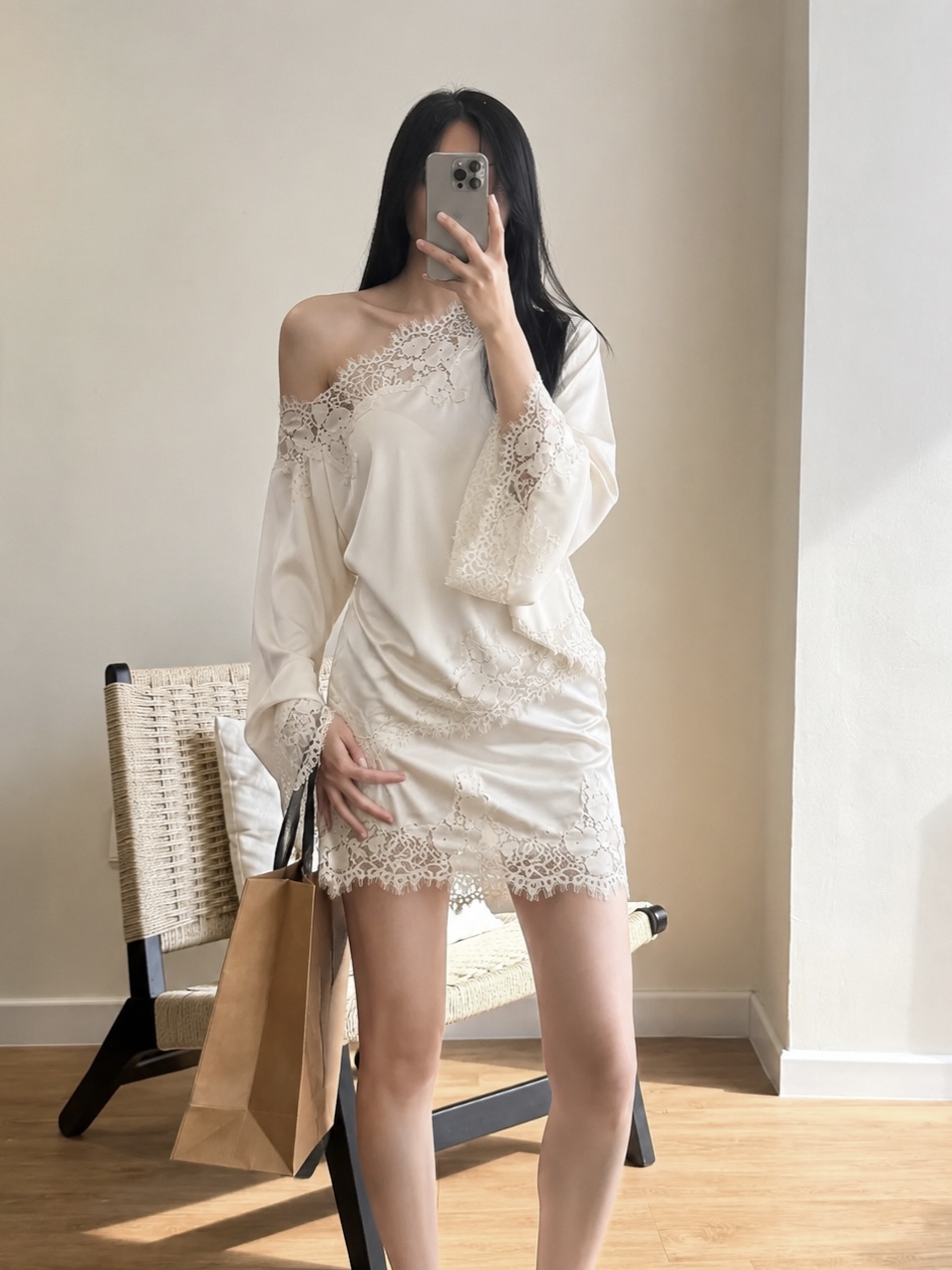 Colette Lace-Trim One-Shoulder Top & Mini Skirt (Sold Seperately)