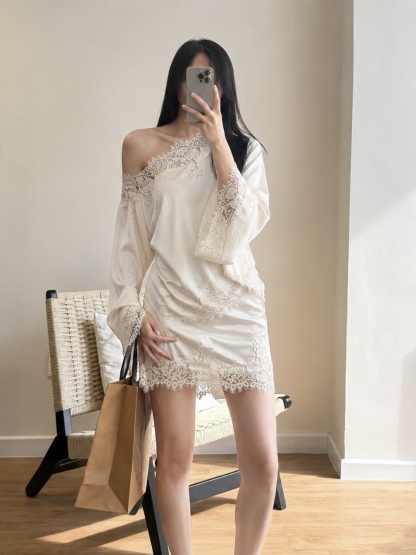 Colette Lace-Trim One-Shoulder Top & Mini Skirt (Sold Seperately)