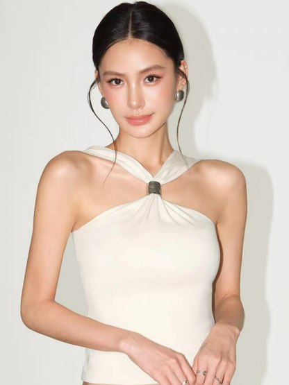 Fatmah Ring-Detail Halter Neck Top