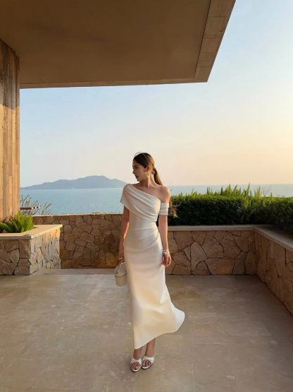 Frederika Asymmetric Shoulder Dinner Dress