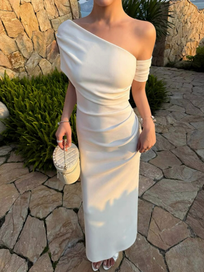 Frederika Asymmetric Shoulder Dinner Dress