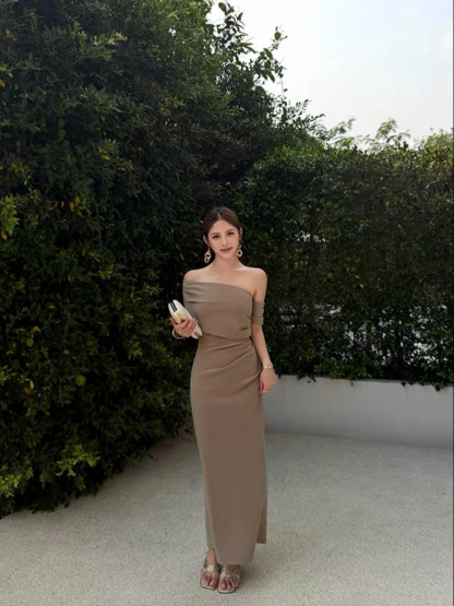 Frederika Asymmetric Shoulder Dinner Dress