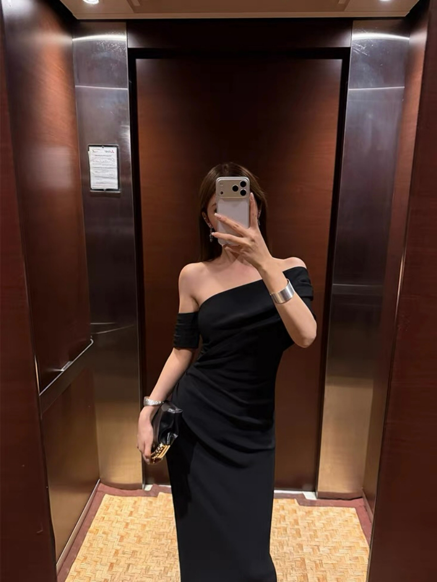 Frederika Asymmetric Shoulder Dinner Dress