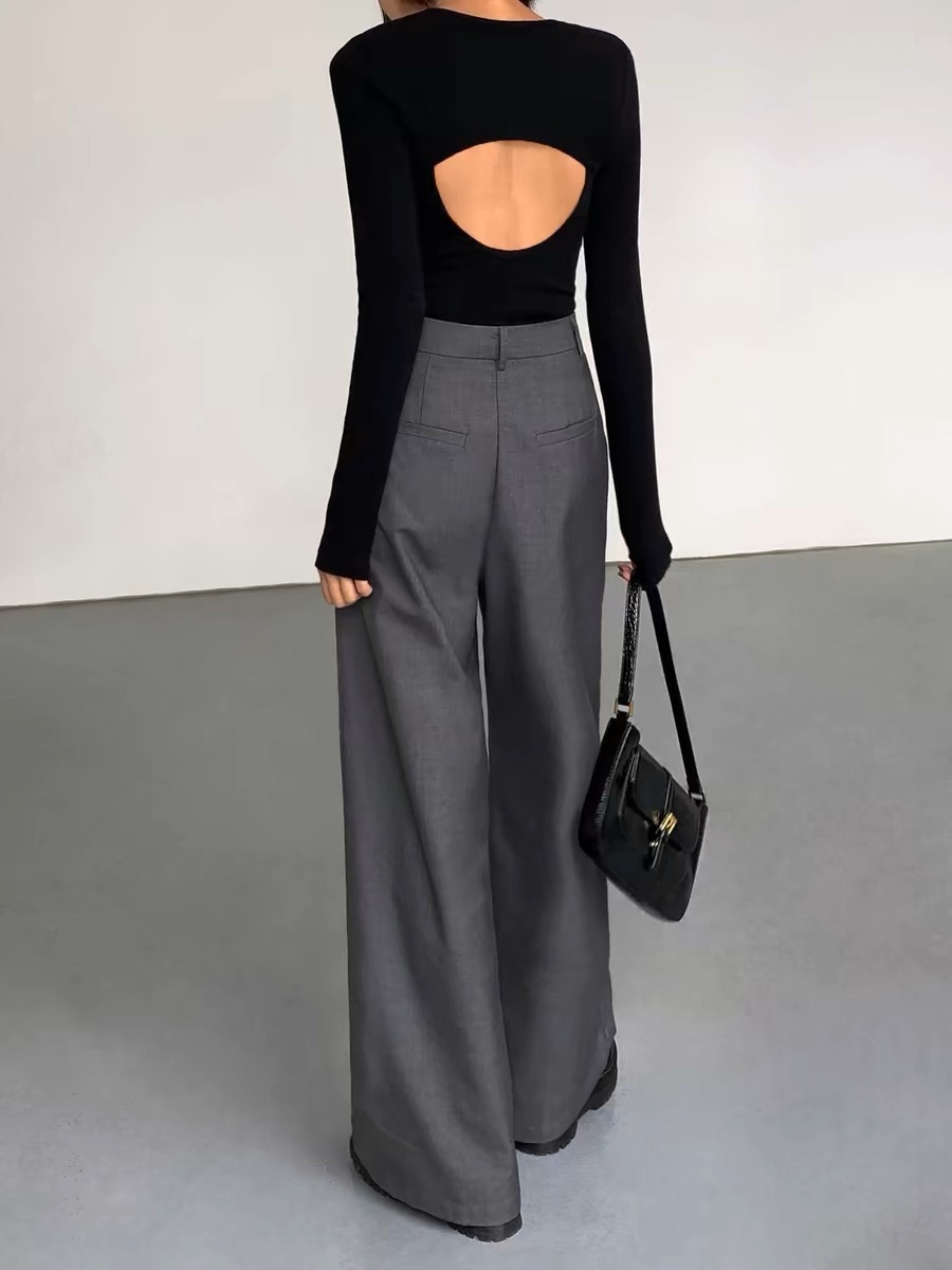 Vaness High Waist Straight Leg Pants-The Black Bow-