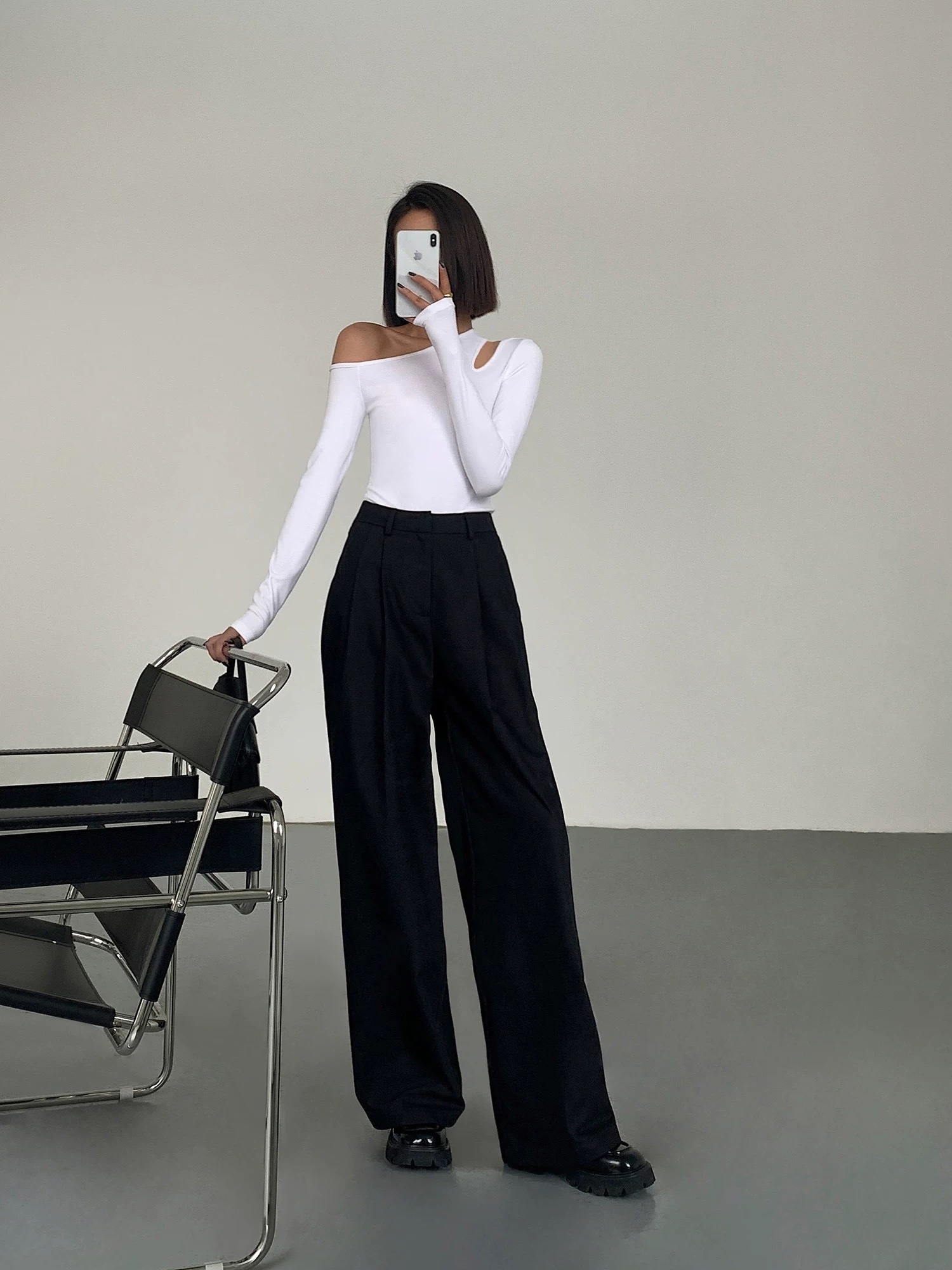 Vaness High Waist Straight Leg Pants-The Black Bow-