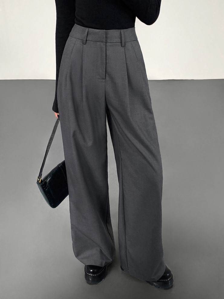 Vaness High Waist Straight Leg Pants-The Black Bow-