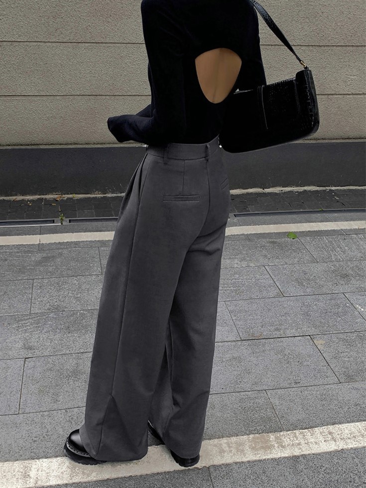 Vaness High Waist Straight Leg Pants-The Black Bow-