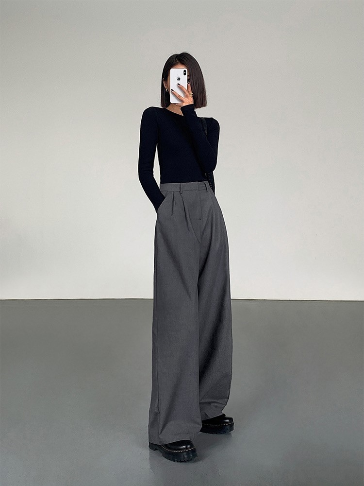 Vaness High Waist Straight Leg Pants-The Black Bow-