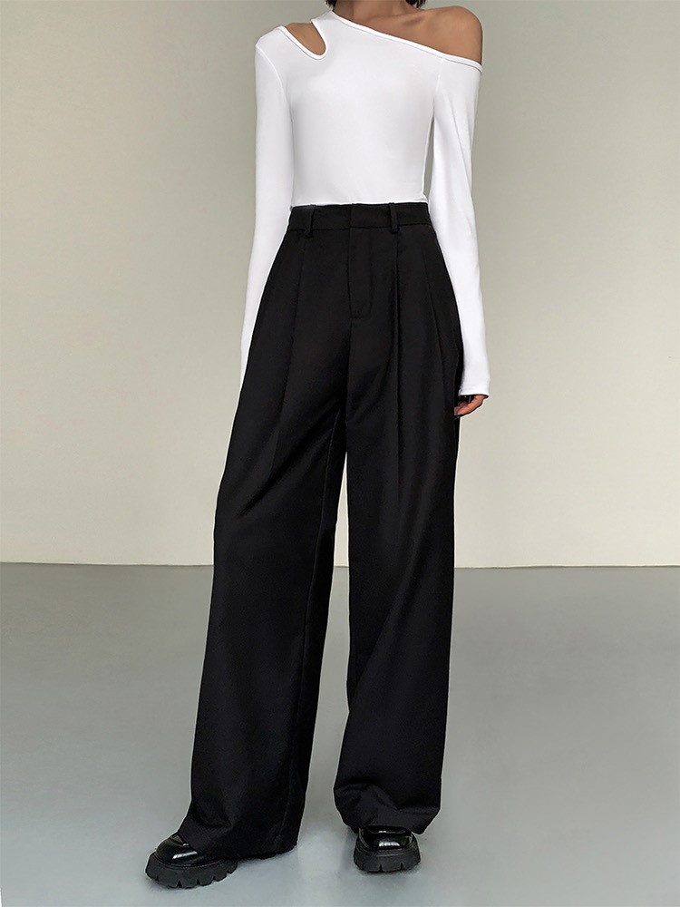 Vaness High Waist Straight Leg Pants-The Black Bow-