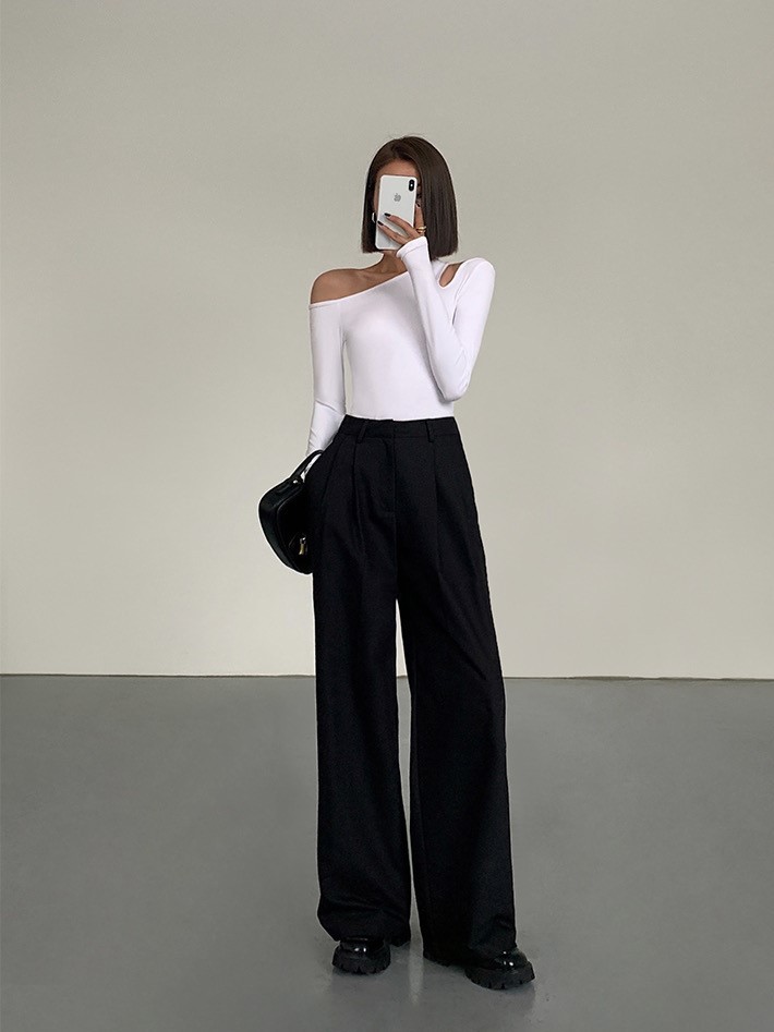 Vaness High Waist Straight Leg Pants-The Black Bow-