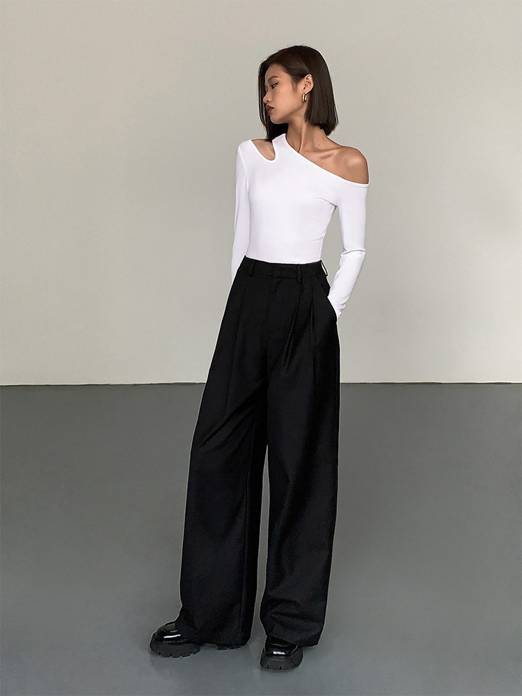 Vaness High Waist Straight Leg Pants-The Black Bow-
