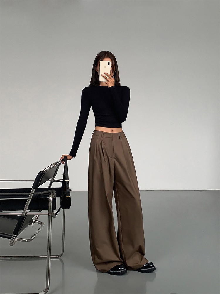 Vaness High Waist Straight Leg Pants-The Black Bow-