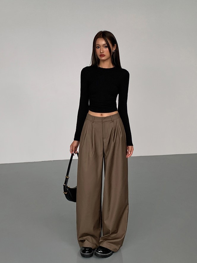 Vaness High Waist Straight Leg Pants-The Black Bow-