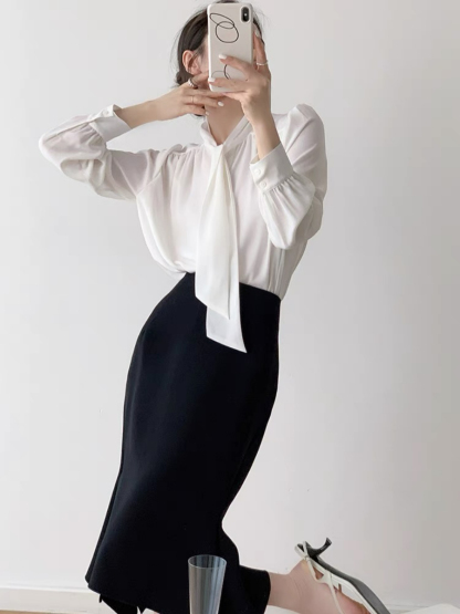 Nikola Ruffle Asymmetric Skirt-The Black Bow-