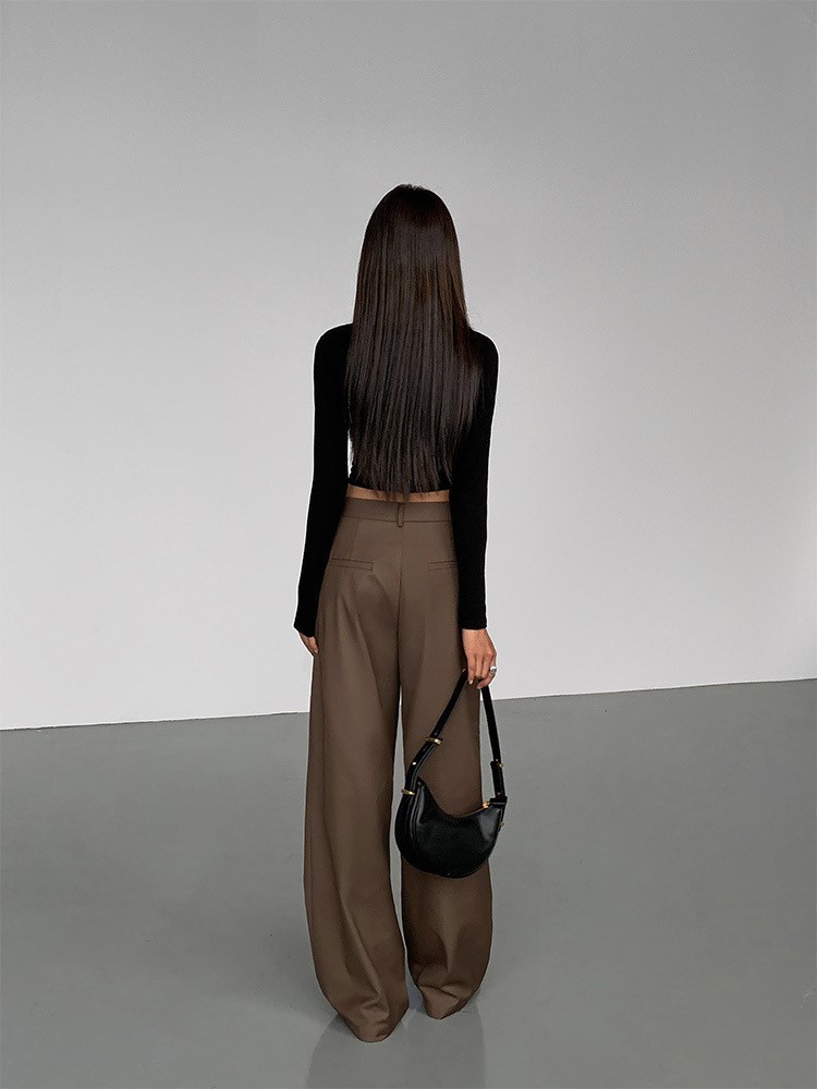 Vaness High Waist Straight Leg Pants-The Black Bow-