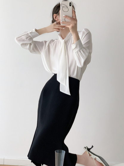 Nikola Ruffle Asymmetric Skirt-The Black Bow-