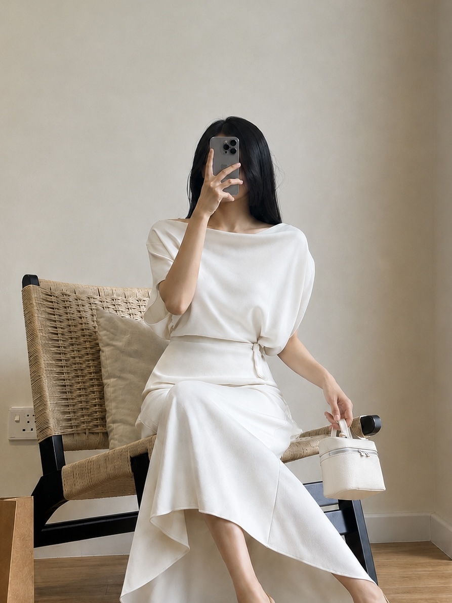 Draped-Waist Top & Skirt Set (Sold seperately)