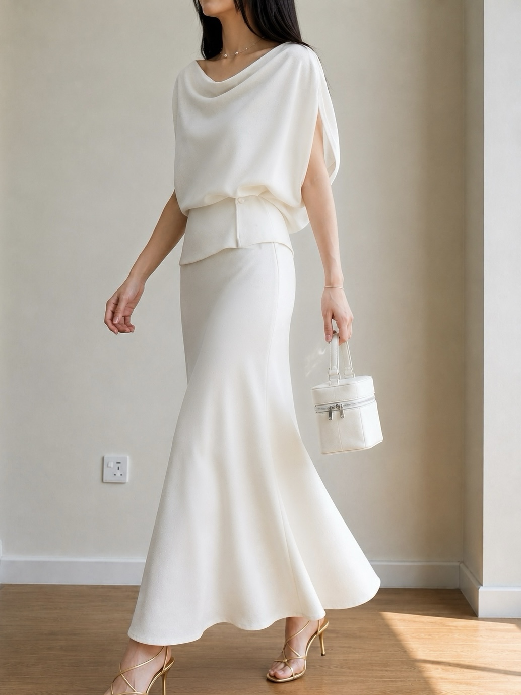 Draped-Waist Top & Skirt Set (Sold seperately)