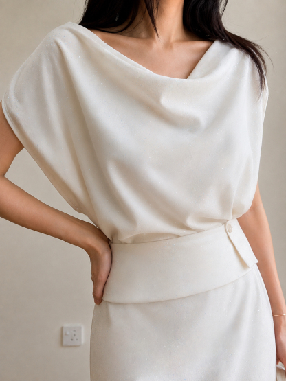 Draped-Waist Top & Skirt Set (Sold seperately)