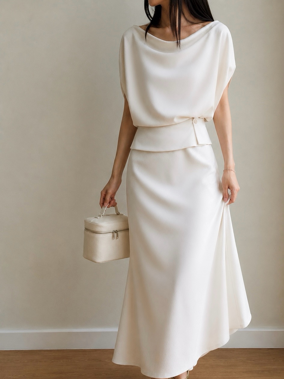 Draped-Waist Top & Skirt Set (Sold seperately)